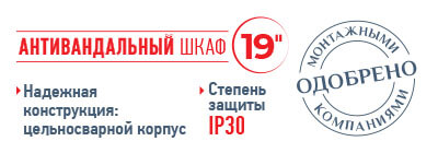 Антивандальный Шкаф 9U пенального типа, (Ш*Г*В 520*400*410мм)  19" направляющие,  передняя дверь металл, замок, серый Netko "M"