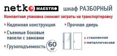 Шкаф настенный 6U серия WMA (Wall Maestro) (600х450х370), передняя металлическая дверь, разборный, серый Netko "А"
